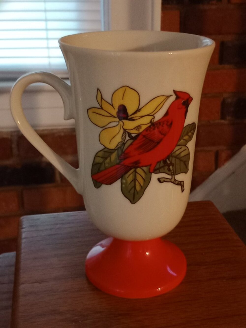 Red Cardinal Footed Mug
